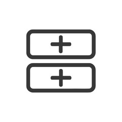 Fototapeta premium Stacked Plus Icons in Rounded Rectangles, Dark Gray on White