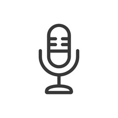 Minimalist Microphone Icon: Bold Outline on White Background, Audio Recording Symbol