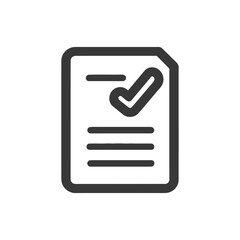 Completed Document Icon: Dark Gray File with Checkmark Symbol on White