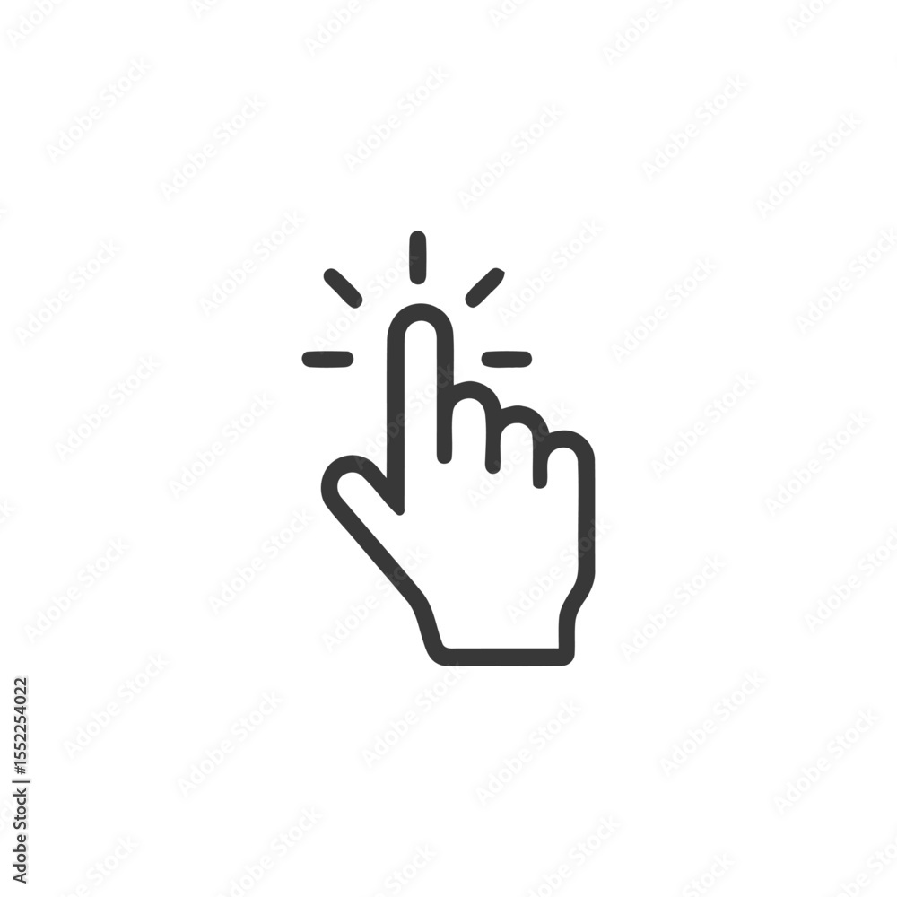 Poster minimalist hand cursor icon with finger pointing upward and glowing effect