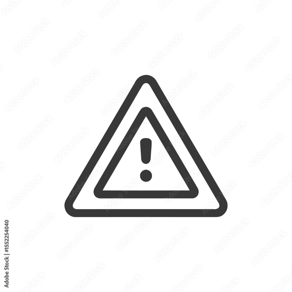 Poster minimalist warning sign: double triangle with exclamation point icon