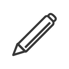 Fototapeta premium Simple Dark Gray Pencil Icon on White Background, Minimalist Design