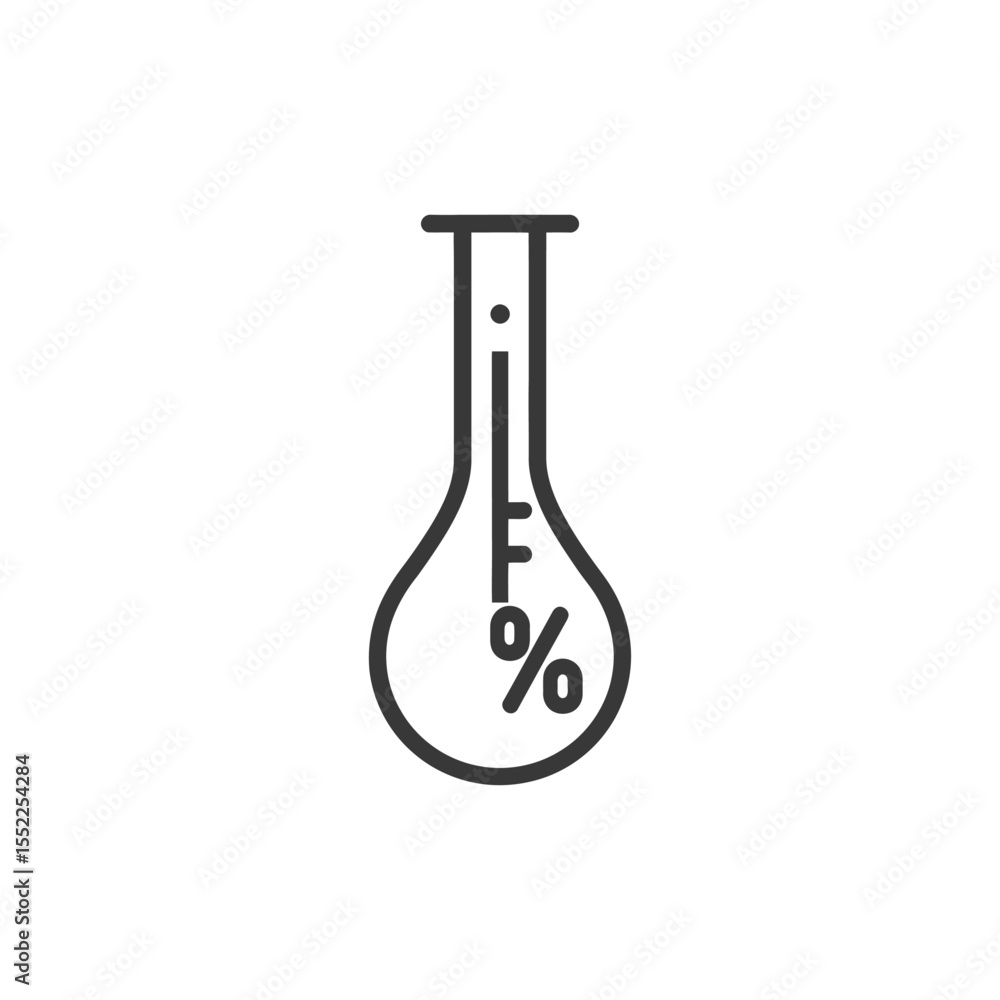 Poster minimalist icon of erlenmeyer flask with percentage symbol for science and research