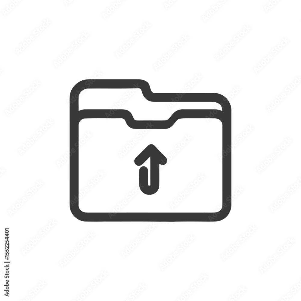 Poster upload file icon: simple outline of folder with arrow