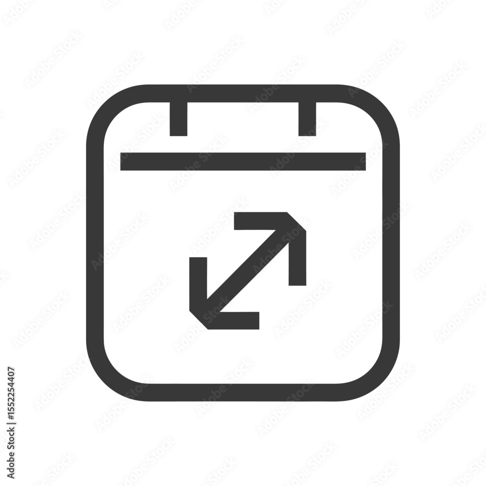 Poster calendar icon with arrow symbolizing schedule expansion or event rescheduling