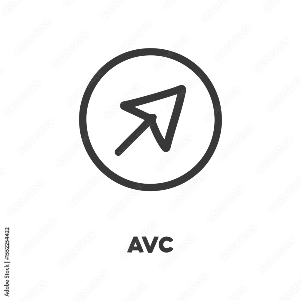 Poster navigation arrow in circle, minimalist vector icon design