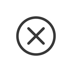 Simple Dark Gray Cancel Icon with Circle on White Background