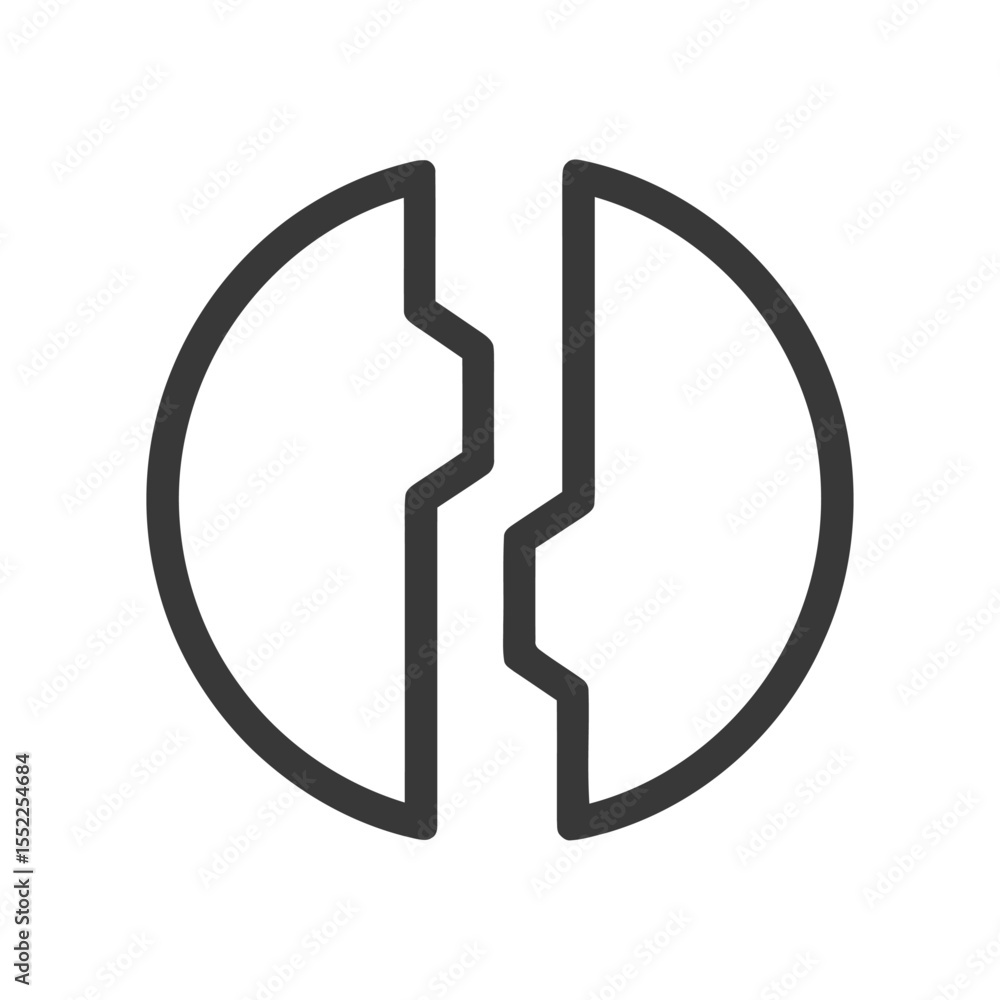 Poster abstract broken circle icon with interlocking edges on white background
