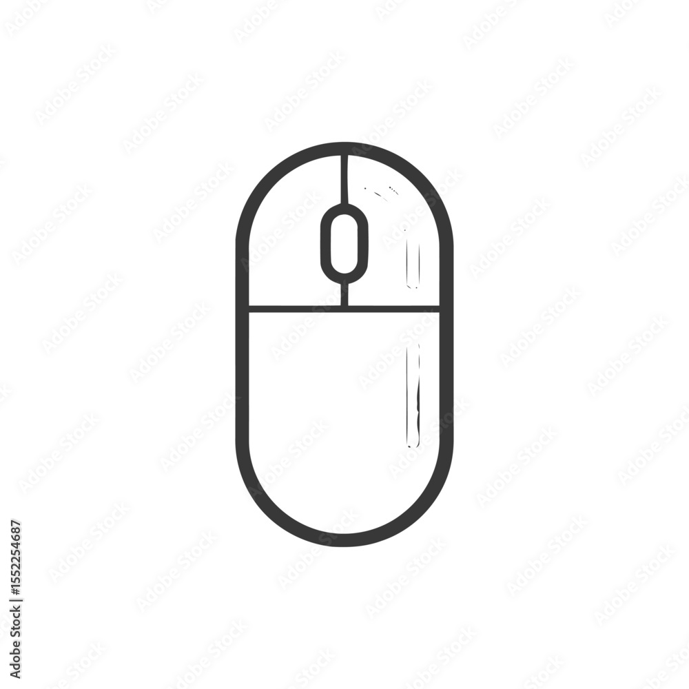 Poster minimalist computer mouse icon with bold outline on white background