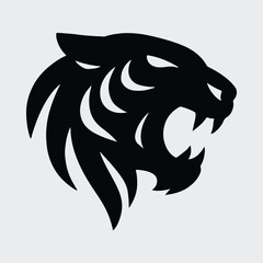 Silhouette tiger head aggressive predator wildcat vector illustration