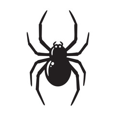 Striking Silhouette of a Spider Creepy Crawly with Sharp Legs and a Distinct Body Shape Against a White Background