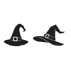 Two Witch Hats Silhouettes, Perfect for Halloween, Costume Parties, or Witchcraft Themed Events