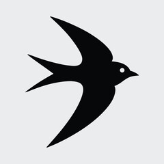 Silhouette swallow bird simple flying swift icon Vector illustration