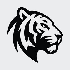 Silhouette tiger head logo fierce dangerous animal emblem vector illustration