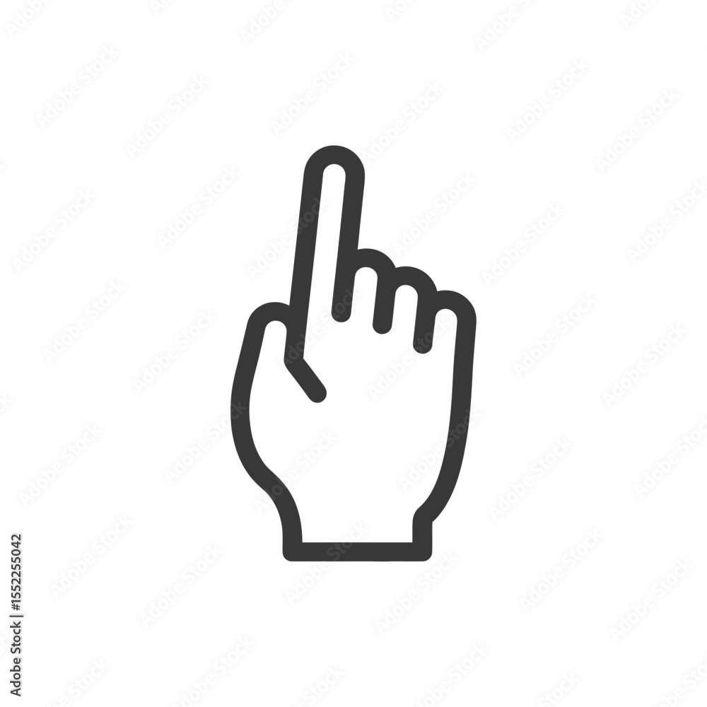 Poster minimalist hand cursor icon with pointing finger on white background