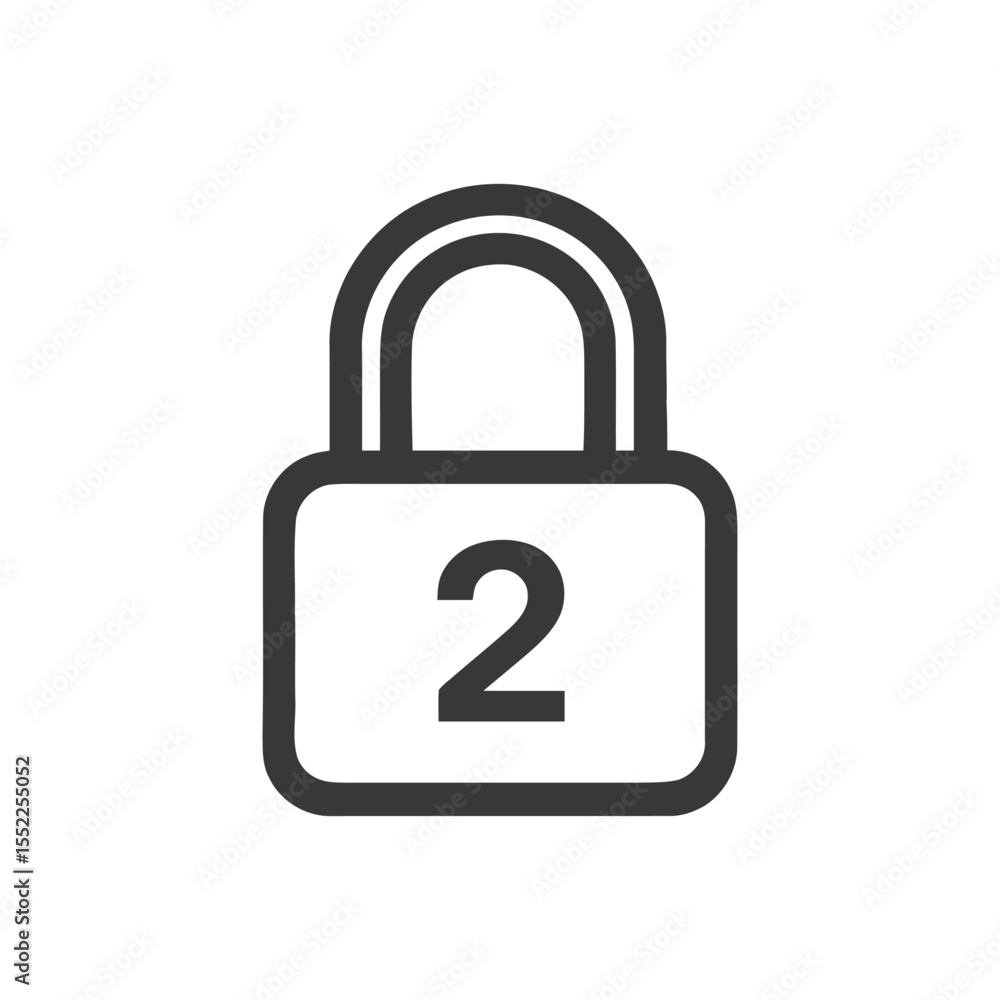 Poster two-factor authentication icon: padlock with number two for security