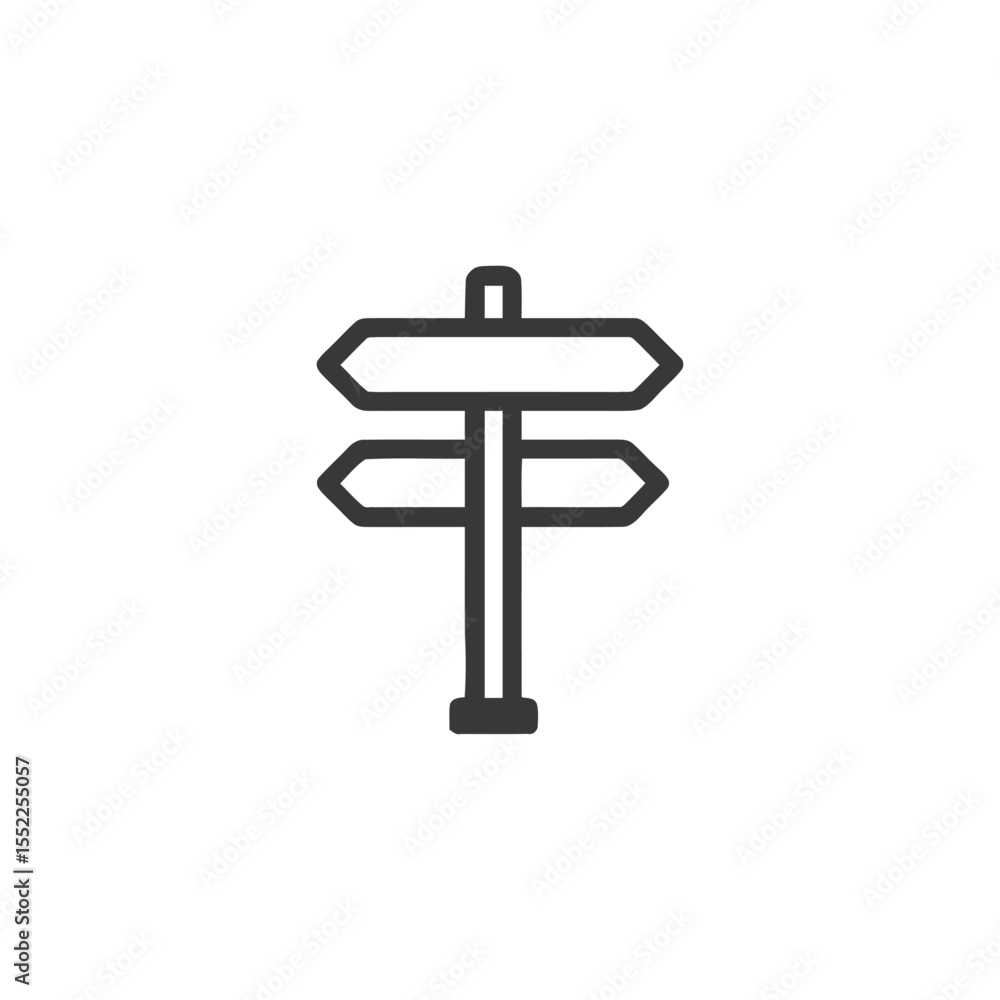 Poster minimalist signpost icon: directional guidance in simple design