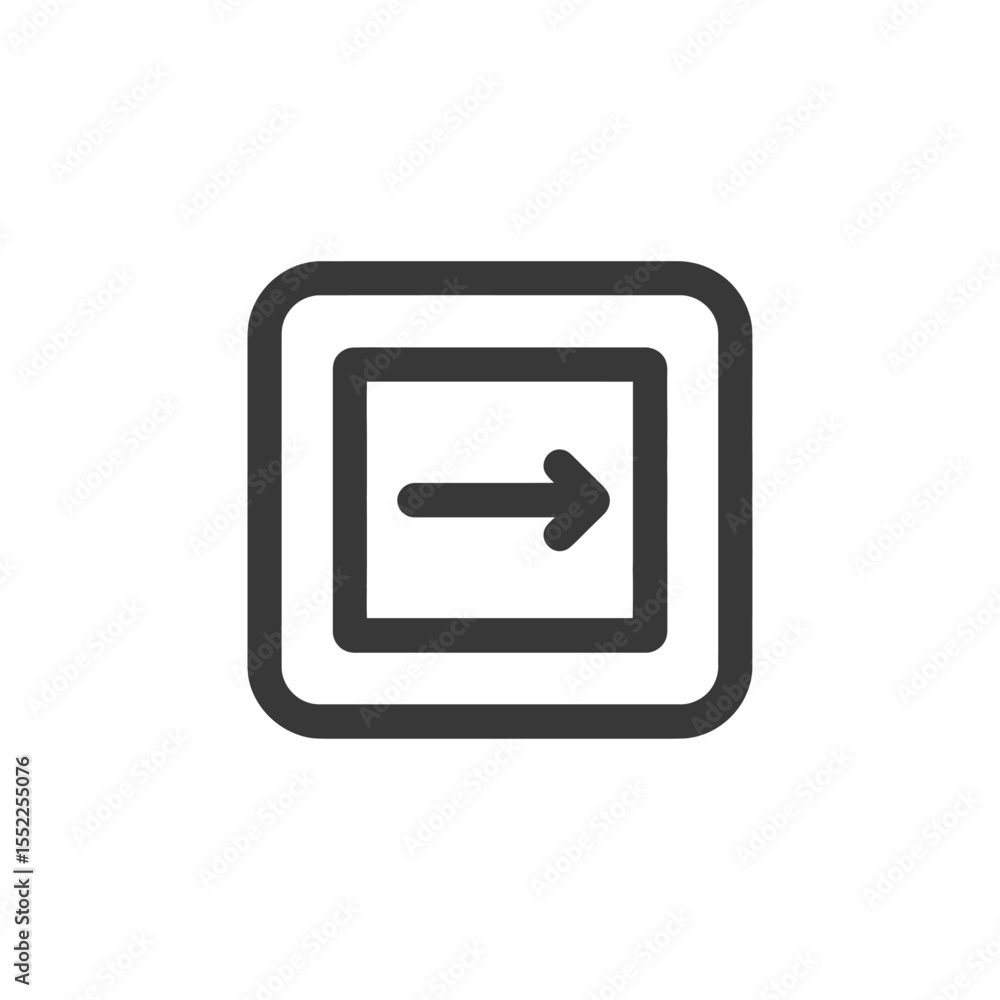 Poster right arrow in rounded square: minimalist navigation icon design