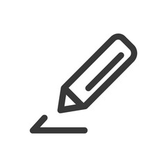 Obraz premium Minimalist Pencil Icon: Dark Gray Line Drawing on White Background