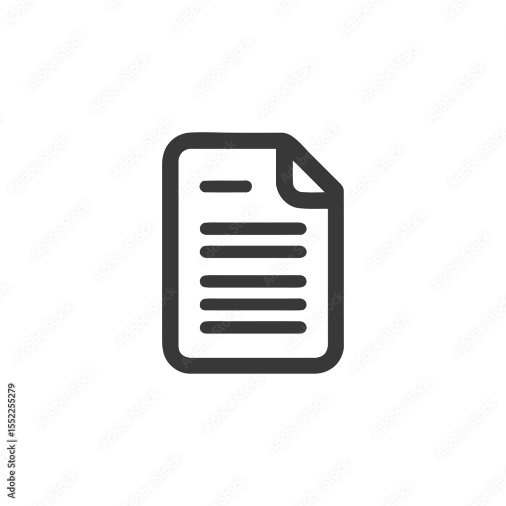 Poster minimalist document icon with folded corner and text lines