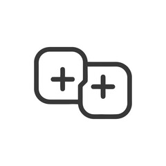 Obraz premium Overlapping Plus Icons: Dark Gray Rounded Squares on White Background