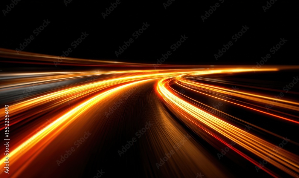 Poster long exposure night road with bright light trails creating dynamic motion effect and vibrant color s