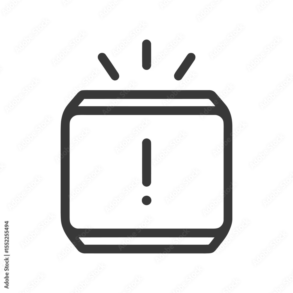 Poster alert icon: bold outline of a smart device with exclamation mark