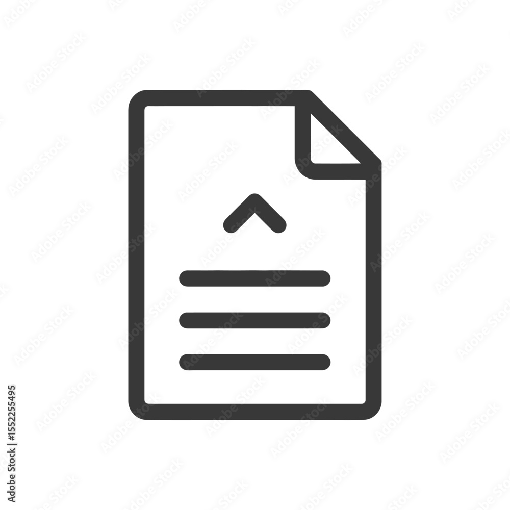 Poster upload document icon: minimalist design with arrow and lines