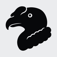 Silhouette vulture head side view black shape Vector illustration