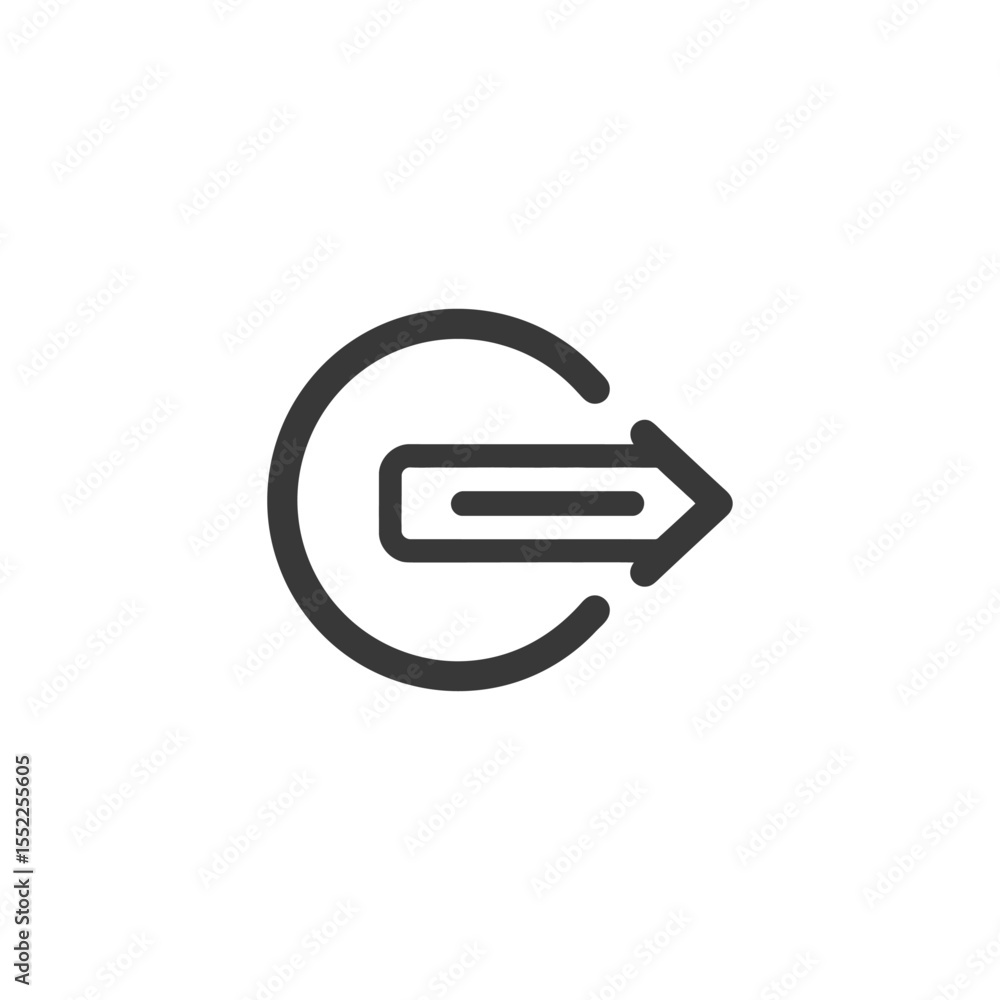 Poster circular arrow icon: simple exit or enter symbol in black outline