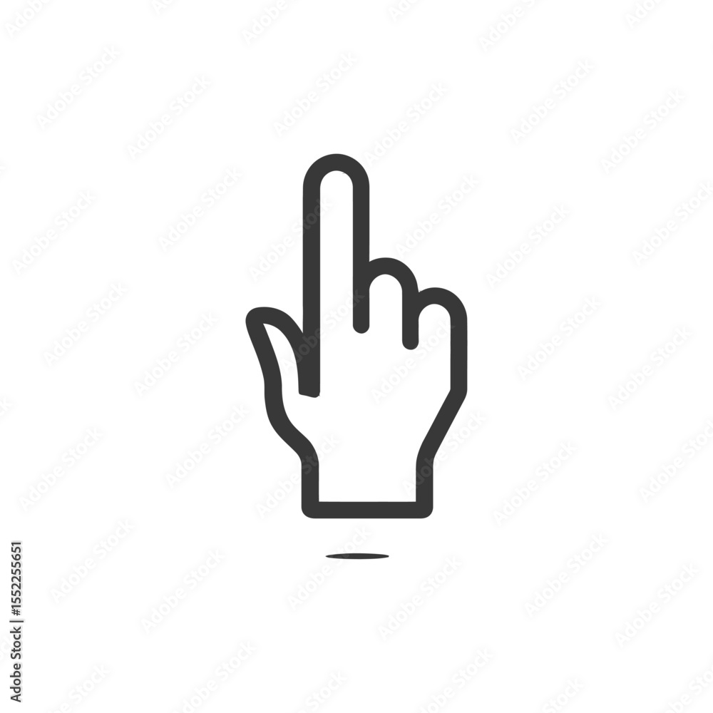 Poster minimalist hand cursor icon with pointing finger and subtle shadow