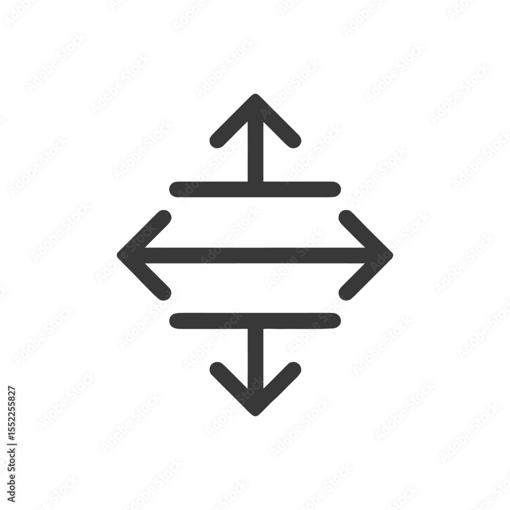 Poster geometric arrow icon: multidirectional movement and resize symbol