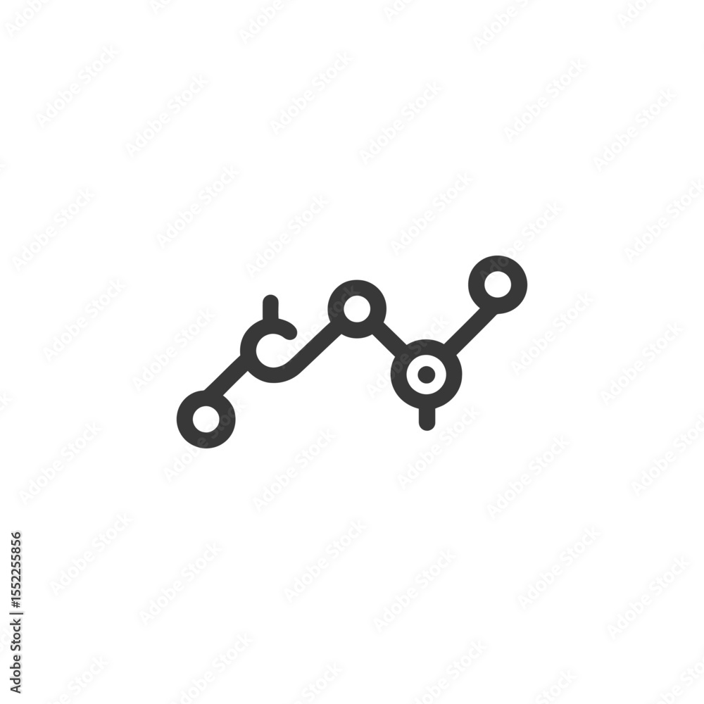 Poster minimalist line graph icon: data visualization with connected circles