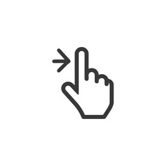 Obraz premium Swipe Right Gesture: Stylized Hand with Arrow Icon on White Background