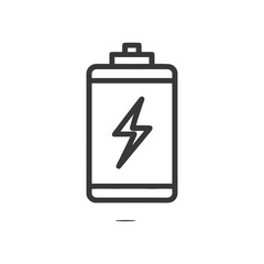 Obraz premium Minimalist Battery Icon with Lightning Bolt Symbol on White Background