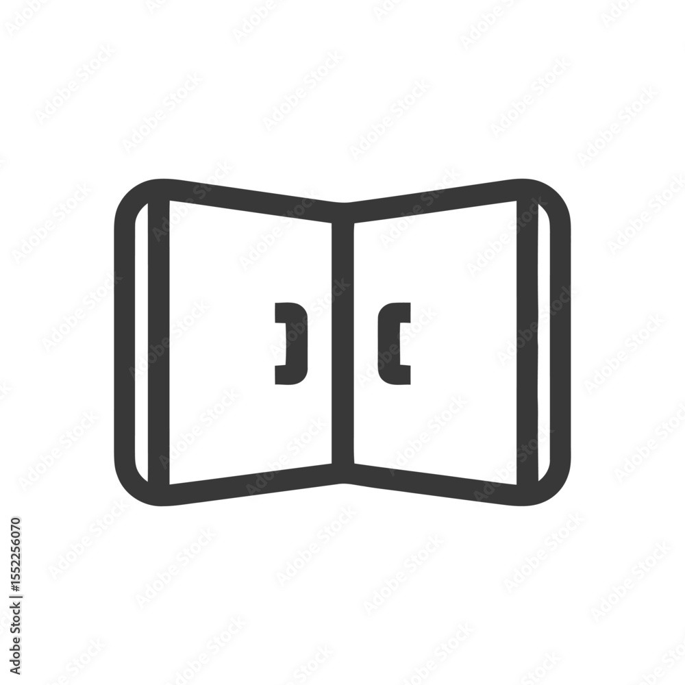 Poster minimalist open double door icon with rounded edges and handles