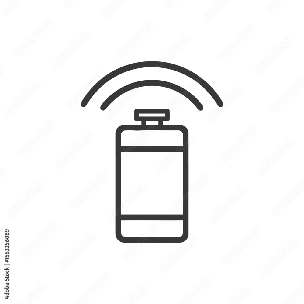 Poster minimalist icon of wireless device with signal waves