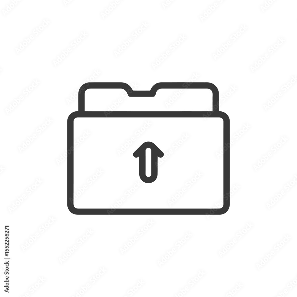Poster minimalist folder icon with upward arrow, data upload symbol
