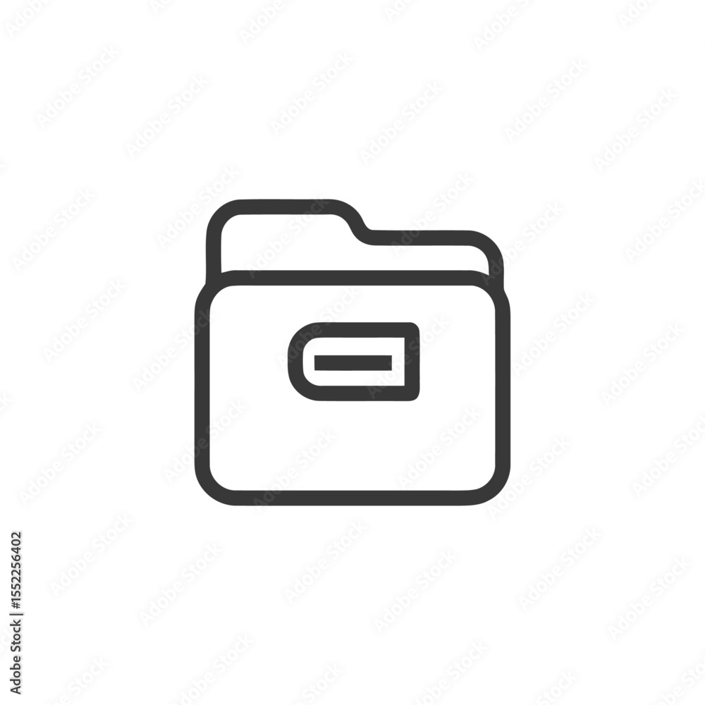 Poster minimalist folder icon with subtraction symbol on white background