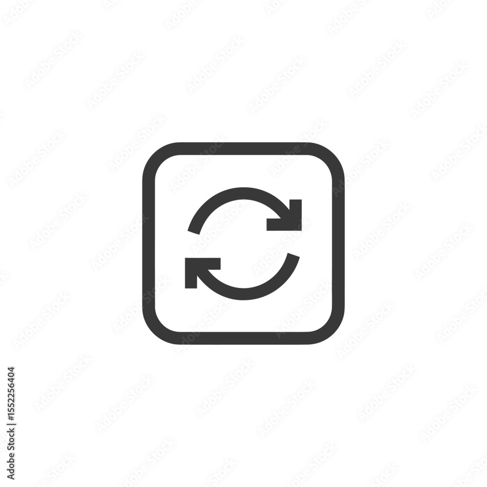Poster refresh icon: circular arrows in rounded square, dark gray on white