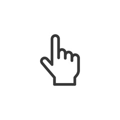 Fototapeta premium Minimalist Hand Cursor: Pointing Finger Icon in Black Outline on White Background