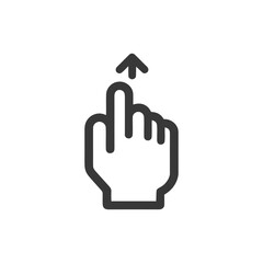 Obraz premium Swipe Up Gesture Icon: Simple Hand with Arrow, Dark Gray Outline