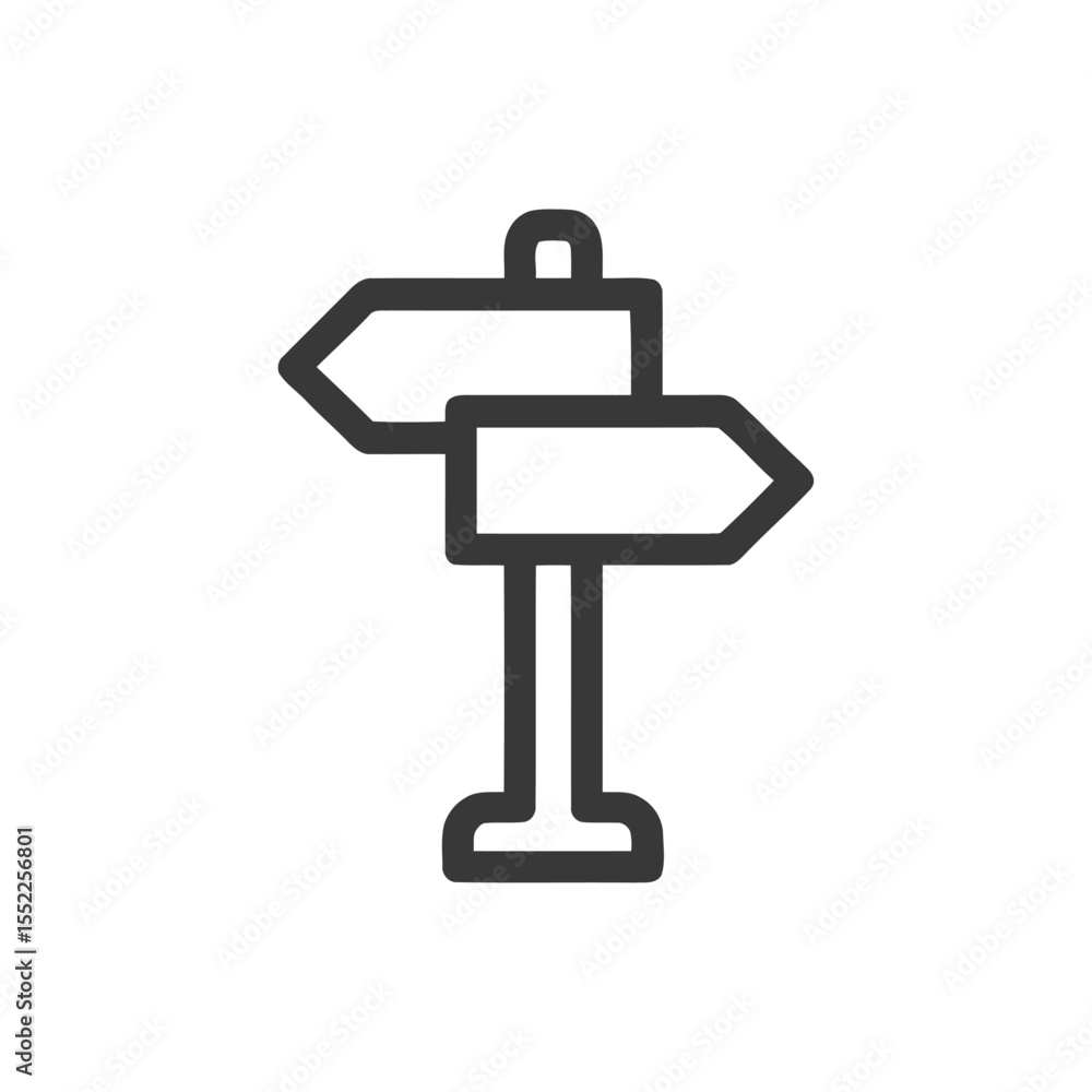 Aufkleber minimalist signpost icon: two arrows pointing different directions