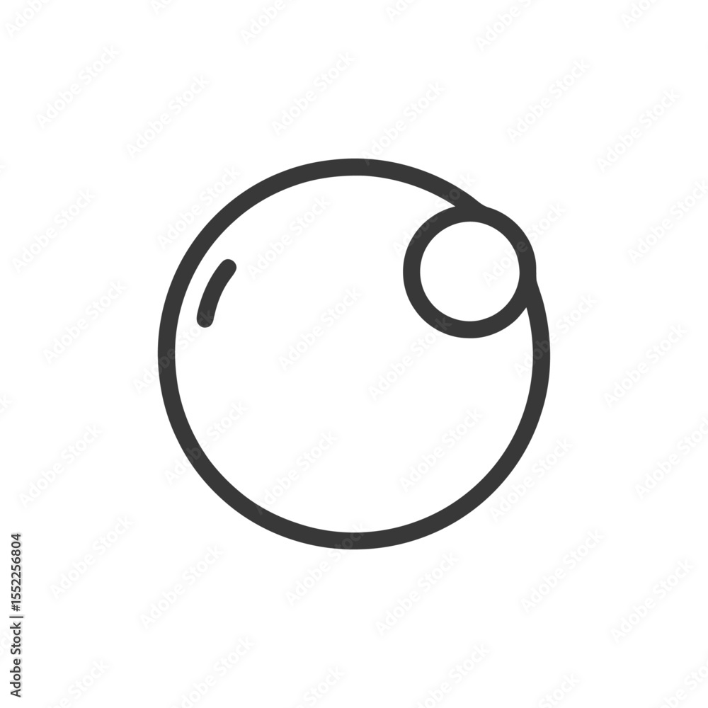 Poster minimalist icon of a planet with a moon orbiting