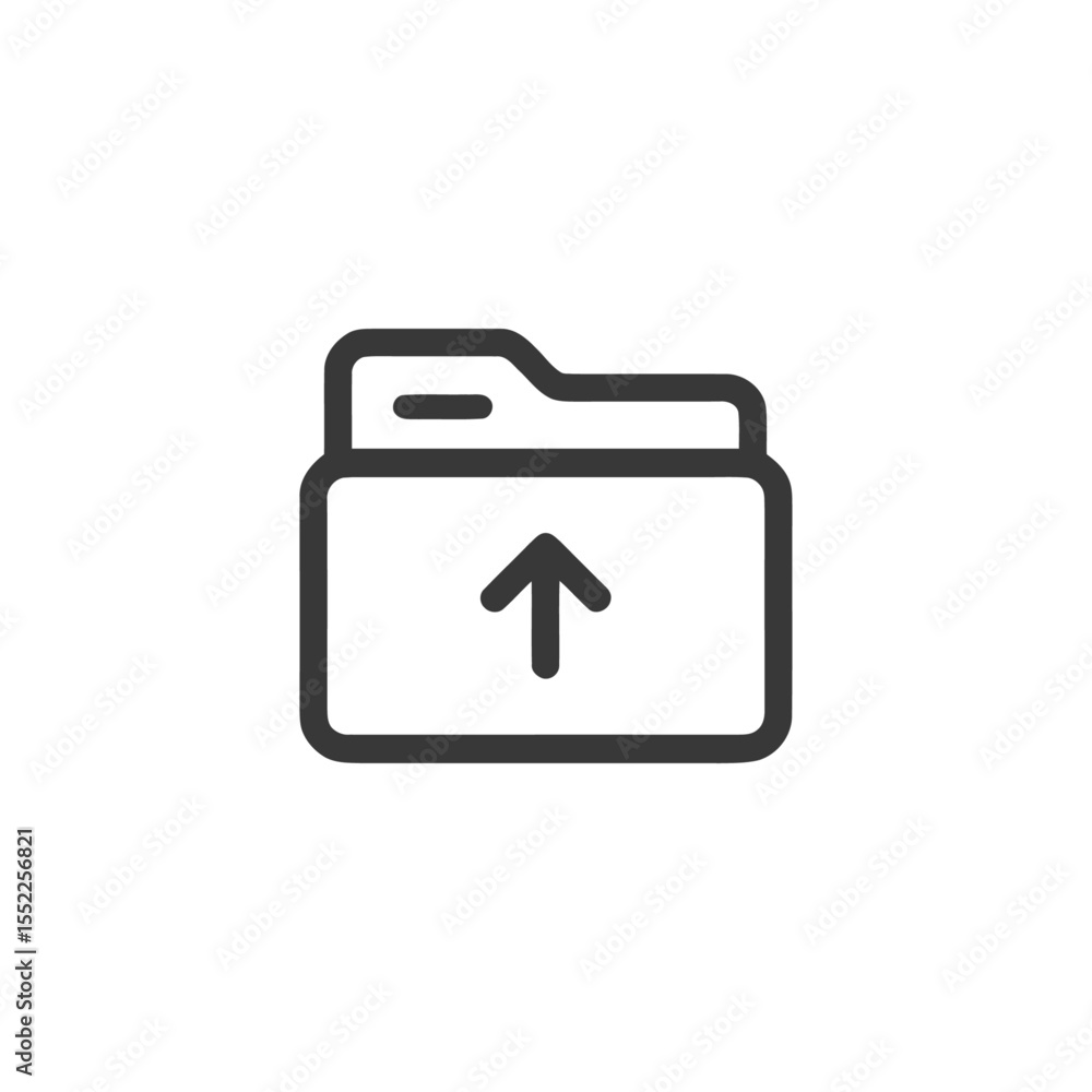 Poster upload file icon: simple outline of folder with upward arrow
