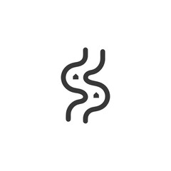 Naklejka premium River Bend Icon with Houses: Minimalist Black and White Design