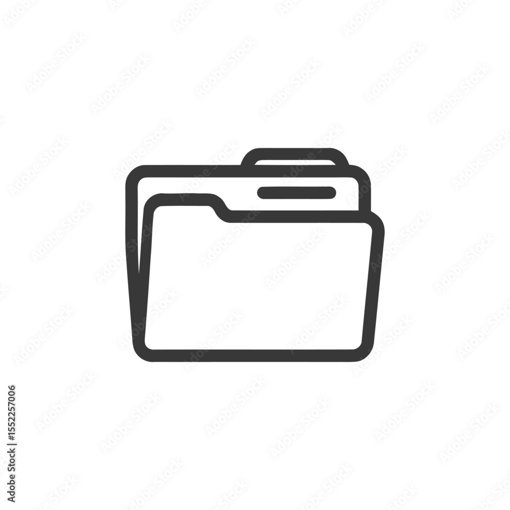Poster minimalist open folder icon: clean line art design