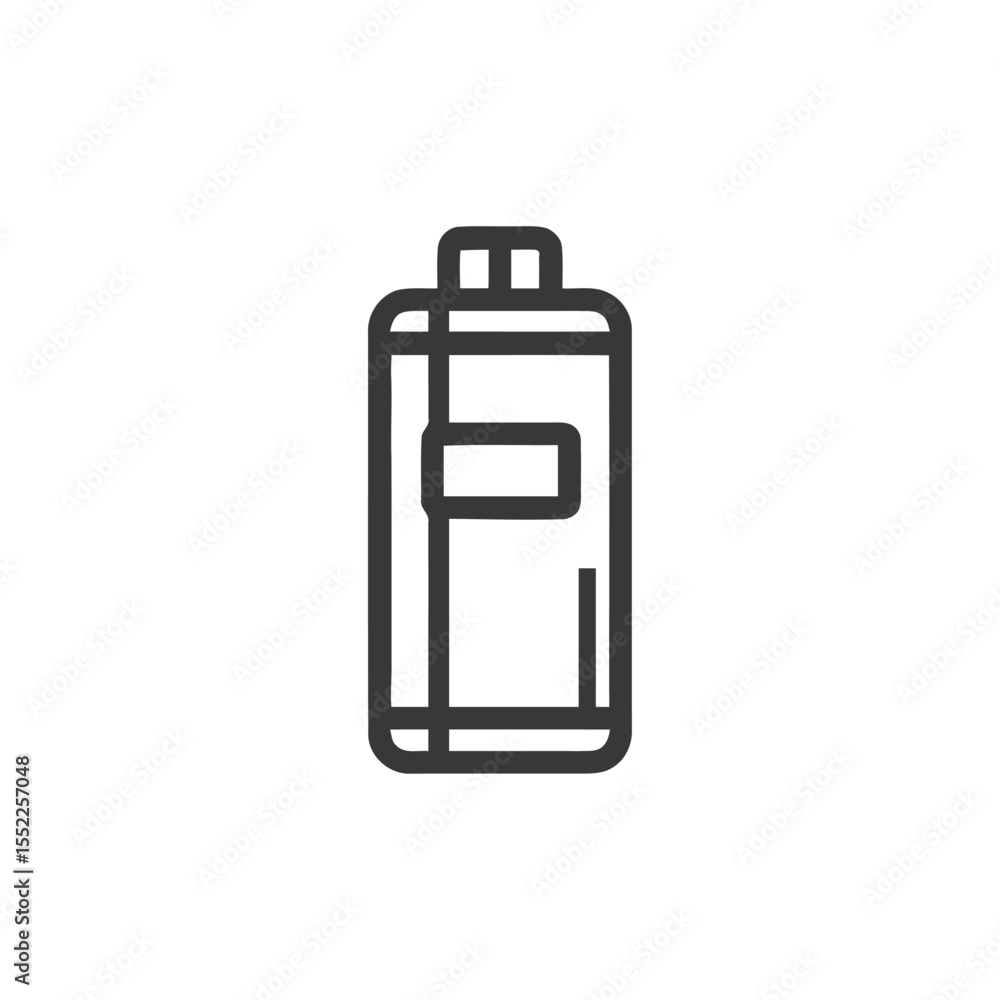 Poster minimalist vector icon of a rectangular bottle with label on white background