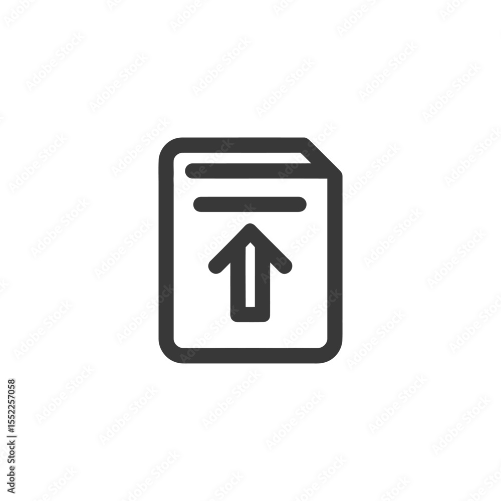 Poster upload document icon: bold outline with arrow symbol