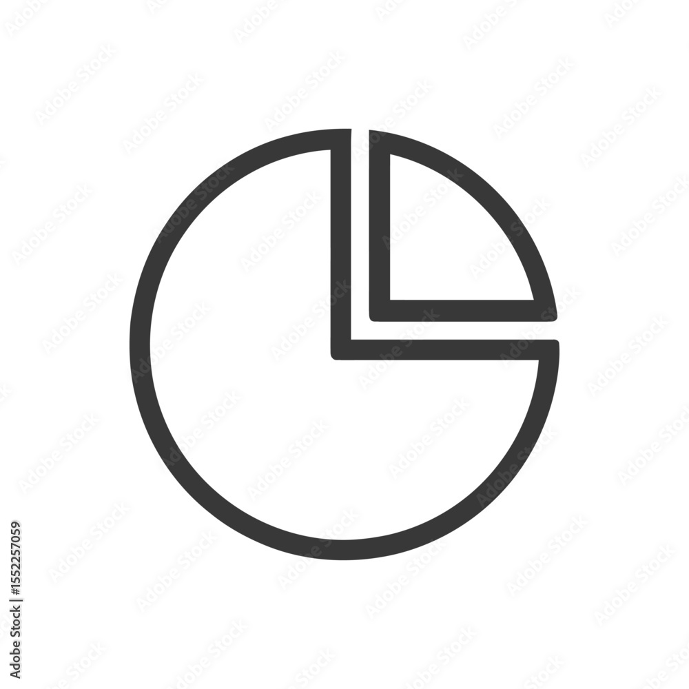 Poster simple pie chart icon with one quarter segment highlighted in dark gray